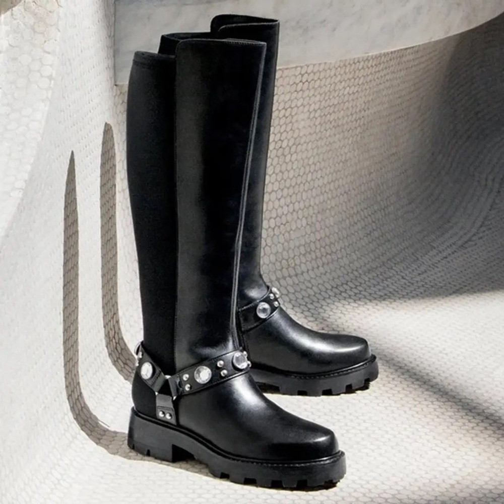 Karl Lagerfeld Milla Tall Leather Lug Sole Boots